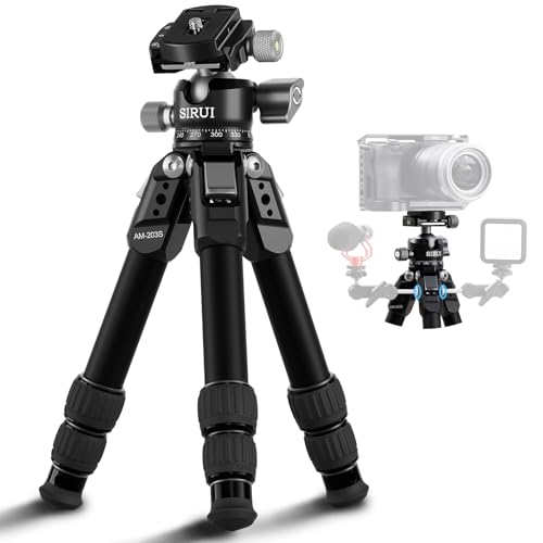 SIRUI Lightweight Mini Tripod, 1.9lbs Aluminum Desktop Table Tripod with Low-Profile Ball Head, Compact Design, 33lbs Load, 16.7" Max Height, for DSLR, Mirrorless Camera, Phone, Vlogging