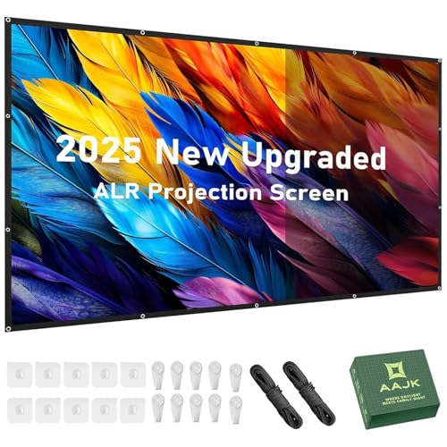 AAJK ALR Projector Screen, 4K Movie Projector Screen 16:9 HD Foldable Anti-Crease Portable Projector, Movies Screen for Home Theater Outdoor Indoor Support Double Sided Projection (120in Pro)
