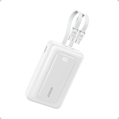 Anker Zolo Power Bank, 45W Max Fast Charging, 20,000mAh Battery Pack with Dual Built-in USB-C Cables, 1 USB-C&A Port, for iPhone 17/16 Series, Samsung, MacBook, iPad, and More