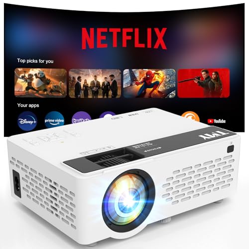 TMY Netflix-Officially-Licensed Mini Movie Projector with WiFi and Bluetooth, Compatible with TV Stick Smartphone/HDMI/USB, Indoor & Outdoor Use