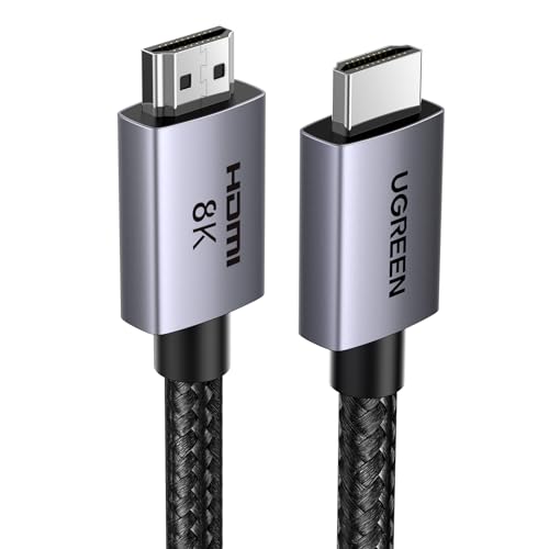 UGREEN 8K HDMI 2.1 Cable 48Gbps 33FT, Ultra High Speed HDMI Cord Aluminum, 4K@240Hz 120Hz 10K 8K@60Hz, HDCP 2.2&2.3, eARC HDR 10 Dolby Compatible with PS5/Blu-ray/Roku TV/Switch 2/Mac mini