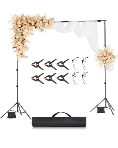 VEVOR Backdrop Stand, 8.5 x 10 ft Adjustable Photo Backdrop Stand Kit, Portable Background Backdrop with 2 Tripods, Heavy Duty Projector Screen, for Wedding, Photo Video Studio & Party