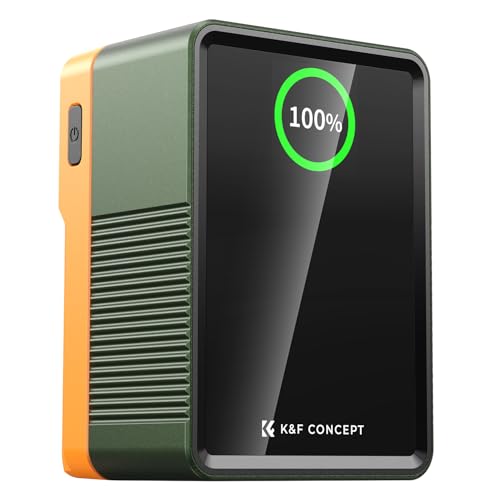 K&F Concept V Mount Battery 99Wh with PD100W Fast Charging,14.8V 6700mAh Mini V-Mount Battery with DC/D-Tap/Dual USB-C/USB-A/TFT Display/240W Charging Cable for Camera Camcorder (ArmyGreen)