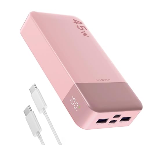 J2621 Power Bank Portable Charger,20000mAh 45W PD3.0 QC 4.0 Fast Charging Battery Pack with LED Display,2 USB-C,2 USB-A for iPhone 15 16, MacBook (Pink)