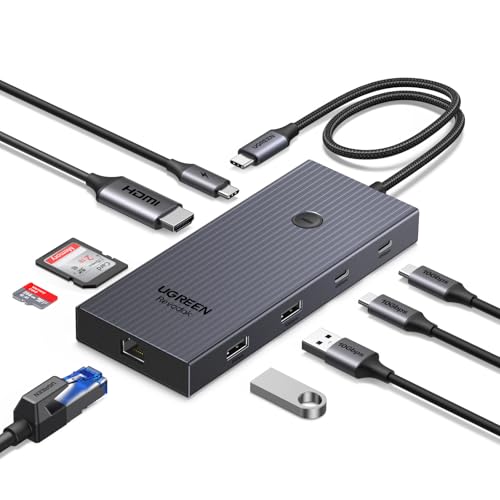 UGREEN Revodok Pro 9 in 1 USB C Hub Gigabit Ethernet Adapter 4K@60Hz HDMI, 100W PD Charging, USB A Data Ports, SD/TF Card Reader Compatible with Mac M1, M2, M3,M4, Steam Deck