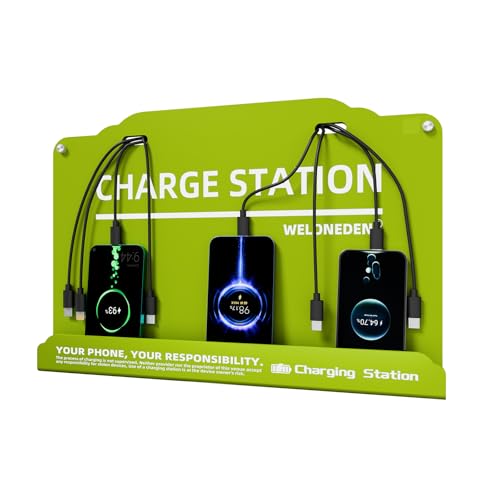 Wall Mounted Cell Phone Charging Station Mobile Phone Charging Station | Fast Charging 8 Device | Compatible with iPhone ipad Smartphone Tablets Port | Great for Offices Hotel Hospital Airport (Green)