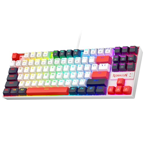 Redragon K552P Mechanical Gaming Keyboard TKL with 18 Backlight Modes, Hot-Swappable Red Switches, 87-Key Compact Ergonomic Design, N-Key Rollover & Software Programmable Macro - RGB, Neo Nocturne