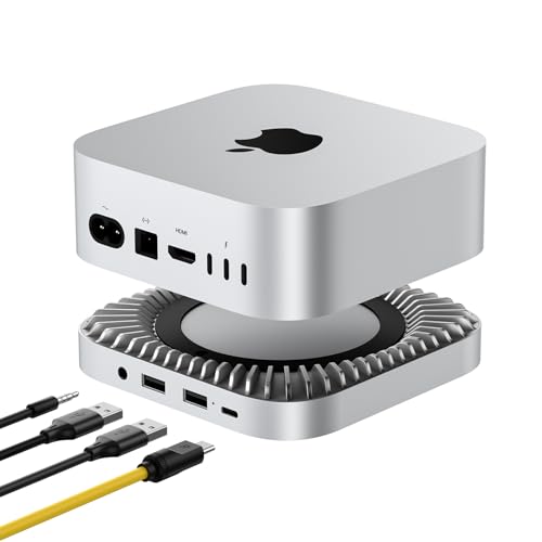 40Gbps Aluminum Hub & Stand for New M4/M4 Pro Mac Mini (2024) with 40Gbps NVMe/M.2 SSD Enclosure, 2X USB-A, USB-C Host, 3.5mm Audio  Compatible with All New Mac Mini M4/M4 Pro
