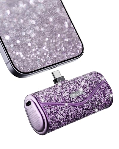 iWALK Upgraded Sparkly Portable Charger 22.5W, 5000mAh Power Bank for iPhone 17/16/15 Series, Mini Battery Pack with Built-in USB-C Connector Compatible with Samsung S25/24, iPad Pro/Air, AirPods