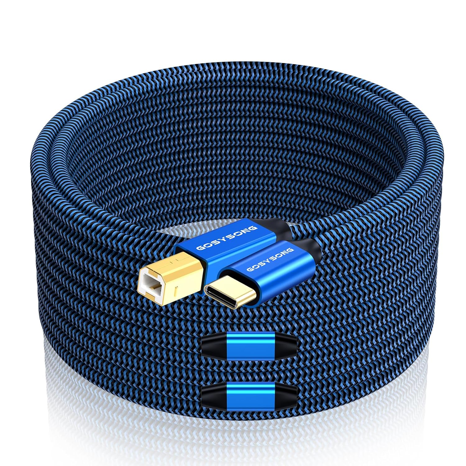 USB C to B Printer Cable 60ft, High Speed Printer Cord Compatible with Printers,Scanners,Faxs,Midi Keyboards,Audio Recordings (Blue)