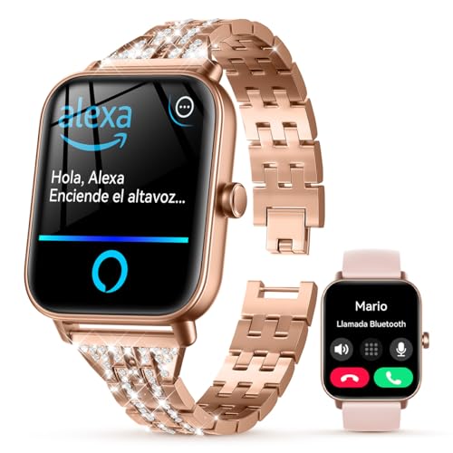 Gydom Smart Watch for Women with Diamond Jewelry Watchband, Alexa Built-in, IP68 Waterproof Fitness Tracker with Bluetooth Call, 1.8" Smartwatch with Heart Rate/SpO2/Sleep Monitor, 110+ Sports Mode