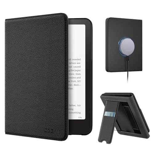 CoBak Wireless Charge Stand Case for 7" Kindle Paperwhite 12th Gen 2024 and Kindle Colorsoft with Wireless Charger - Compatible with iPhone MagSafe, for Samsung Phones, Auto Sleep Wake, Hand Strap