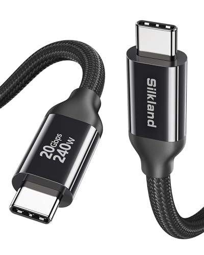 Silkland Long USB 4 Cable for Thunderbolt 4 [15FT/4.5M], 20Gbps Data Sync, 5K@60Hz, 240W Fast Charging, USB C Thunderbolt Cable, Compatible for MacBook, iPhone 16, iPad, SSD, Docking, eGPU, Black