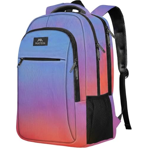 MATEIN Fashion Laptop Backpack, Slim Sturdy Travel Laptops Backpack with USB Charging Port, Anti Theft Water Resistant College Computer Bag Gift for Men & Women Fits 15.6 Inch Notebook