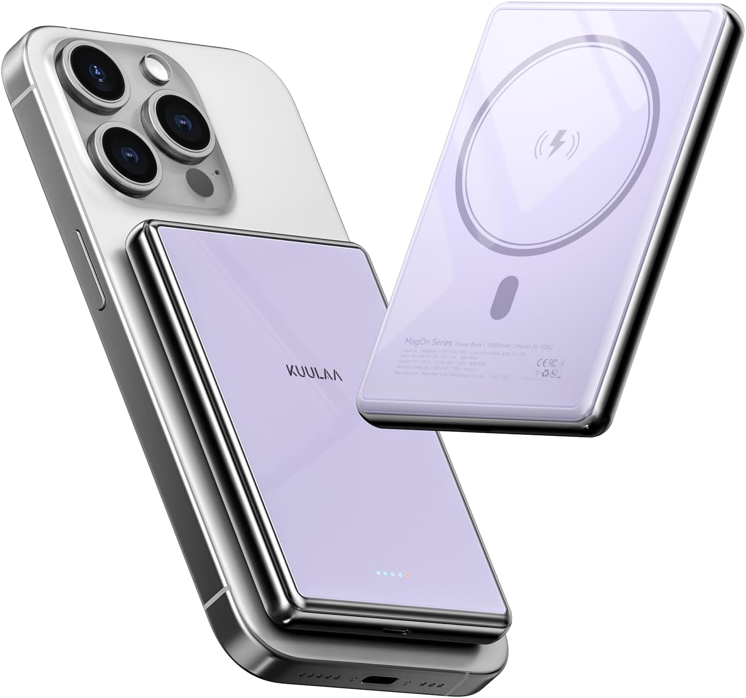 Kuulaa 10000mAh Magsafe Power Bank Ultra Slim 0.53'' Magnetic Wireless Portable Charger with USB-C Output, 20W PD Fast Charging for iPhone 16/15/14/13/12 Series, Tempered Glass Design