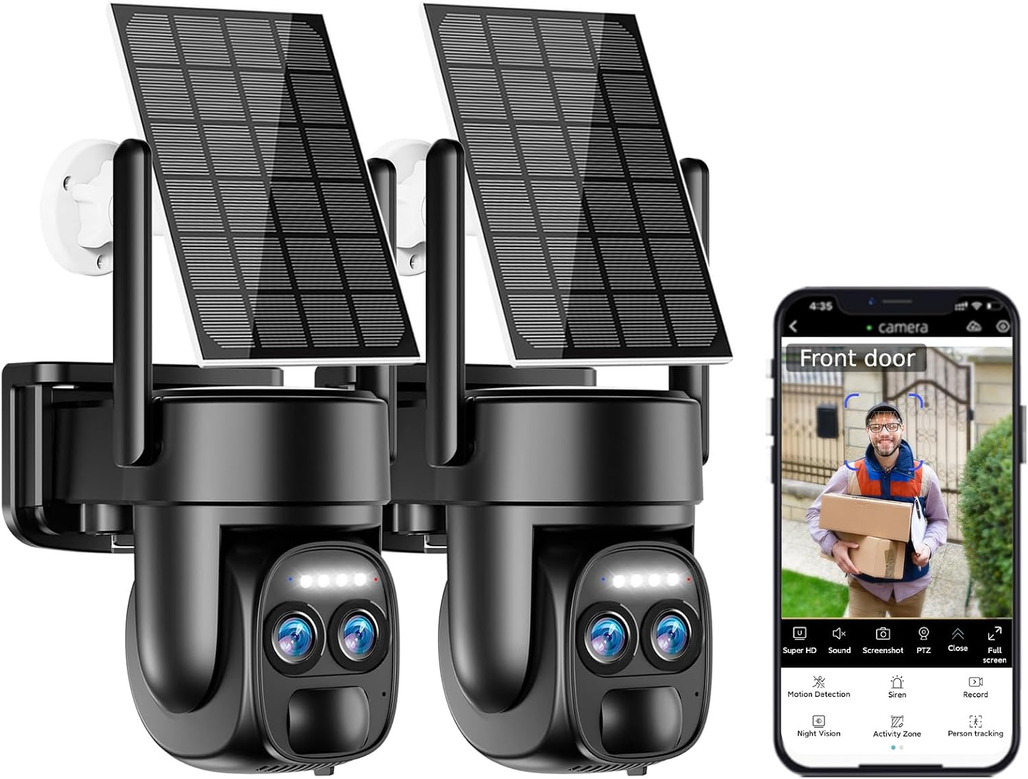 Uniter 4K Solar Security Cameras (2Pack)