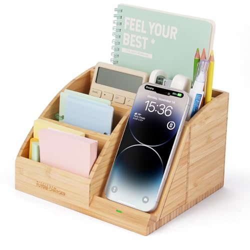 Bamboo Pen Holder Wireless Charger