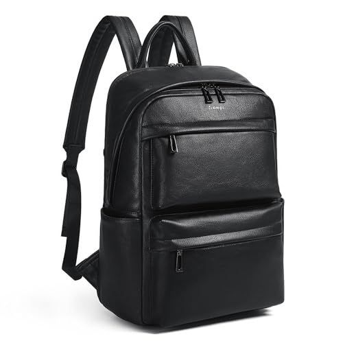 Leather Laptop Backpack for Women (Black)