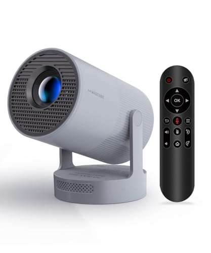 Electric FocusMagcubic Mini Projector 4K Support, Smart Projector with WiFi 6 and Bluetooth 5.4, 5W Soundbase Speaker, 180 Rotation, Portable Proyector for Home Theater HY300 Ultra (Grey)
