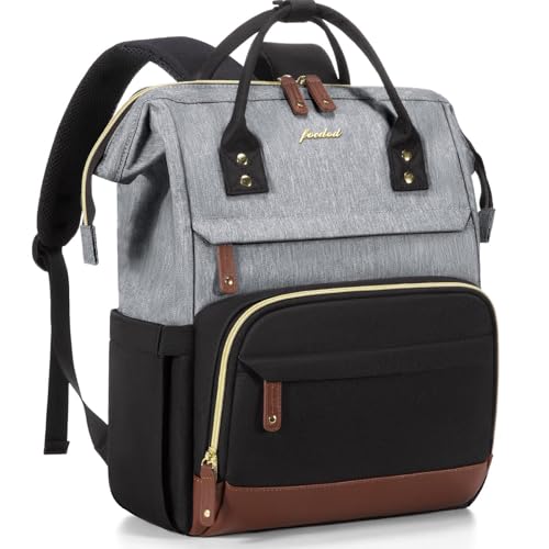 Laptop Backpack for Womem Work Bags: 18 Inch Travel BackPacks With USB Charging Port Anti Theft Durable Back Pack Fashion College BookBag Purse Bussiness Daypack for Nurse Teacher Black Grey Brown