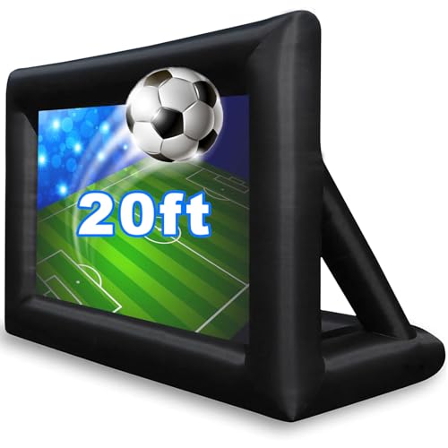 20 Feet Inflatable Projector Screen Outdoor Inflatable Movie Screen with Air Blower Storage Bag, Easy Set Up Blow Up Screen for Backyard Movie Night, Theme Parties, Celebrations