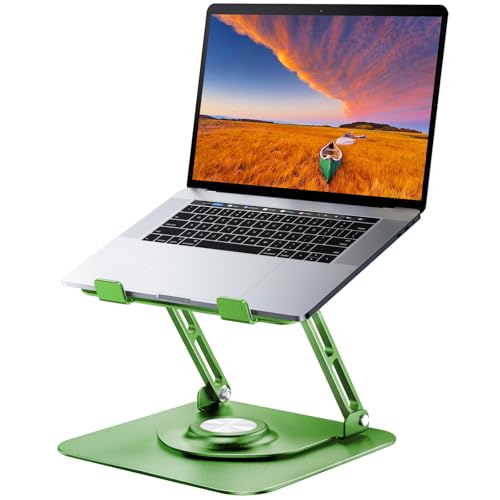 Laptop Stand for Desk, Adjustable Computer Stand with 360 Rotating Base, Ergonomic Laptop Riser for Collaborative Work, Foldable & Portable Laptop Stand, fits for All 10-16" Laptops