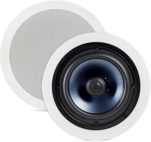 Polk Audio RC60i 2-Way Premium in-Ceiling 6.5" Round Speakers, Set of 2 Perfect for Damp and Humid Indoor/Outdoor Placement - Bath, Kitchen, Covered Porches (White, Paintable Grille) (Pack of 6)