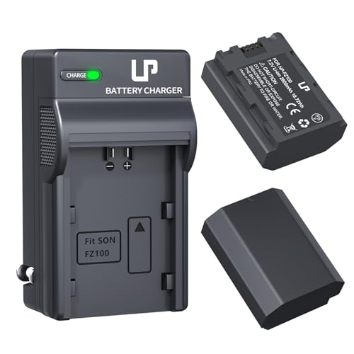 LP NP-FZ100 Battery and Charger, 2600mAh 2-Pack Replacement Battery for Sony A7iii, A7iv, A7C, FX3, FX30, A9, A6600, A6700, ZV-E1, ZV-E10ii, Alpha 9, A9S, A7R III, A7R IV, A7R V Camera Batteries
