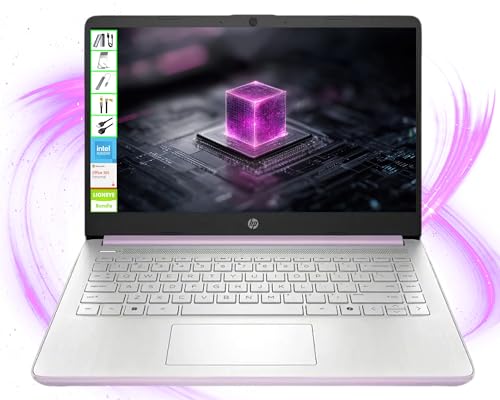 HP Laptop with Microsoft Office and 1TB Cloud Storage (1-Year) | 14 inch HD Computer | 16GB RAM | 128GB UFS & 128GB Portable SSD | Intel 4-Core CPU | Webcam | USB-C | AI-Powered Windows 11 | LE Bundle
