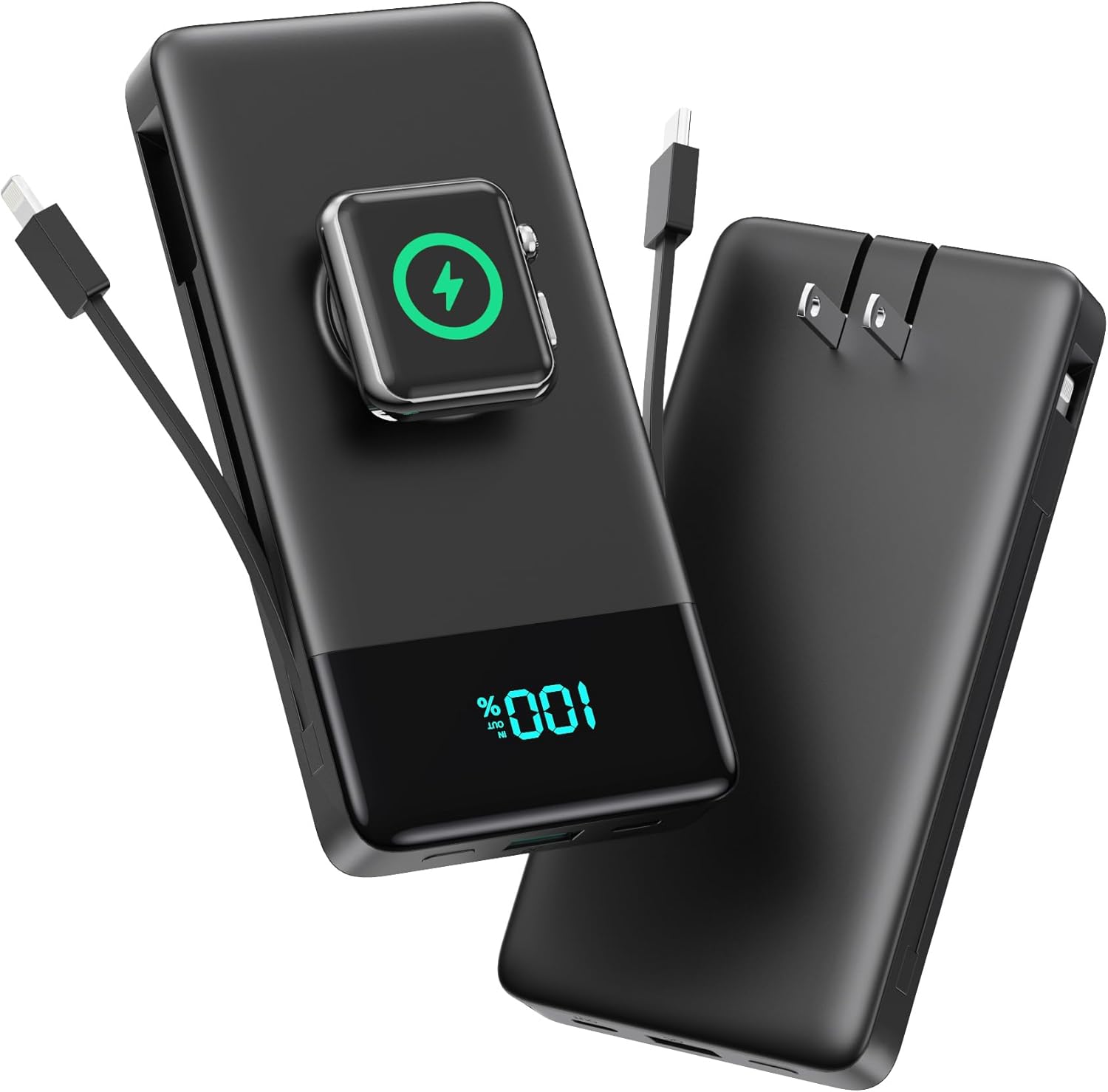 FOCHEW 10800mAh Built‑in Cables