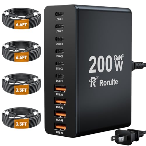 Roruite 200W 10-Port Charging Station