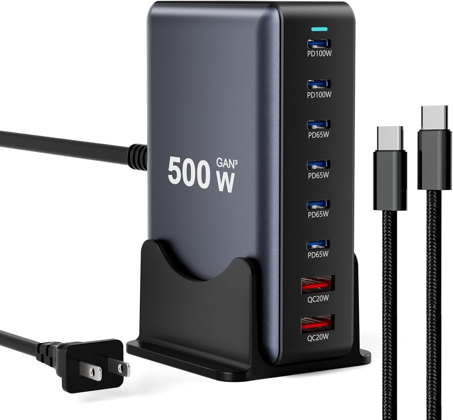 vanmiya 500W 8-Port USB-C Charger Block