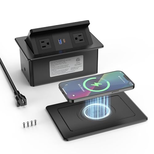 QBA Pop up Power Outlet with 15W Wireless Charger