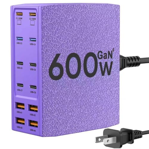 USB Charging Station (600W),12-Port (Purple)
