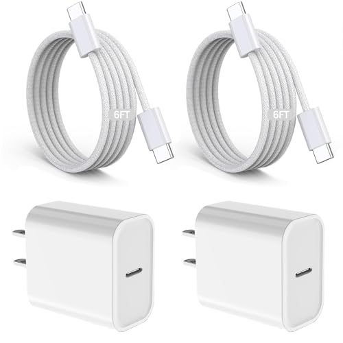 iPad Fast Charger, 2 Pack 20W USB C Charging Block Charge Adapter for Apple iPad Charger with 6FT USB C Woven Fast Charging Cable for iPad Pro 13/12.9/11inch,iPad Air 5th/4,iPad mini 6/7,i-Pad 11 A16