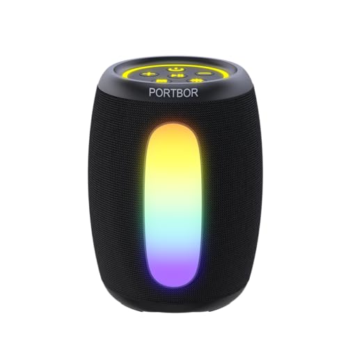 Bluetooth Speaker with Lights Stocking Stuffers for Men Women Teens Boys Girls, Portable Wireless, Powerful Sound, IPX5 Waterproof, White Elephant Gifts, TWS Pair, 15H Playtime, for Home/Party/Outdoor