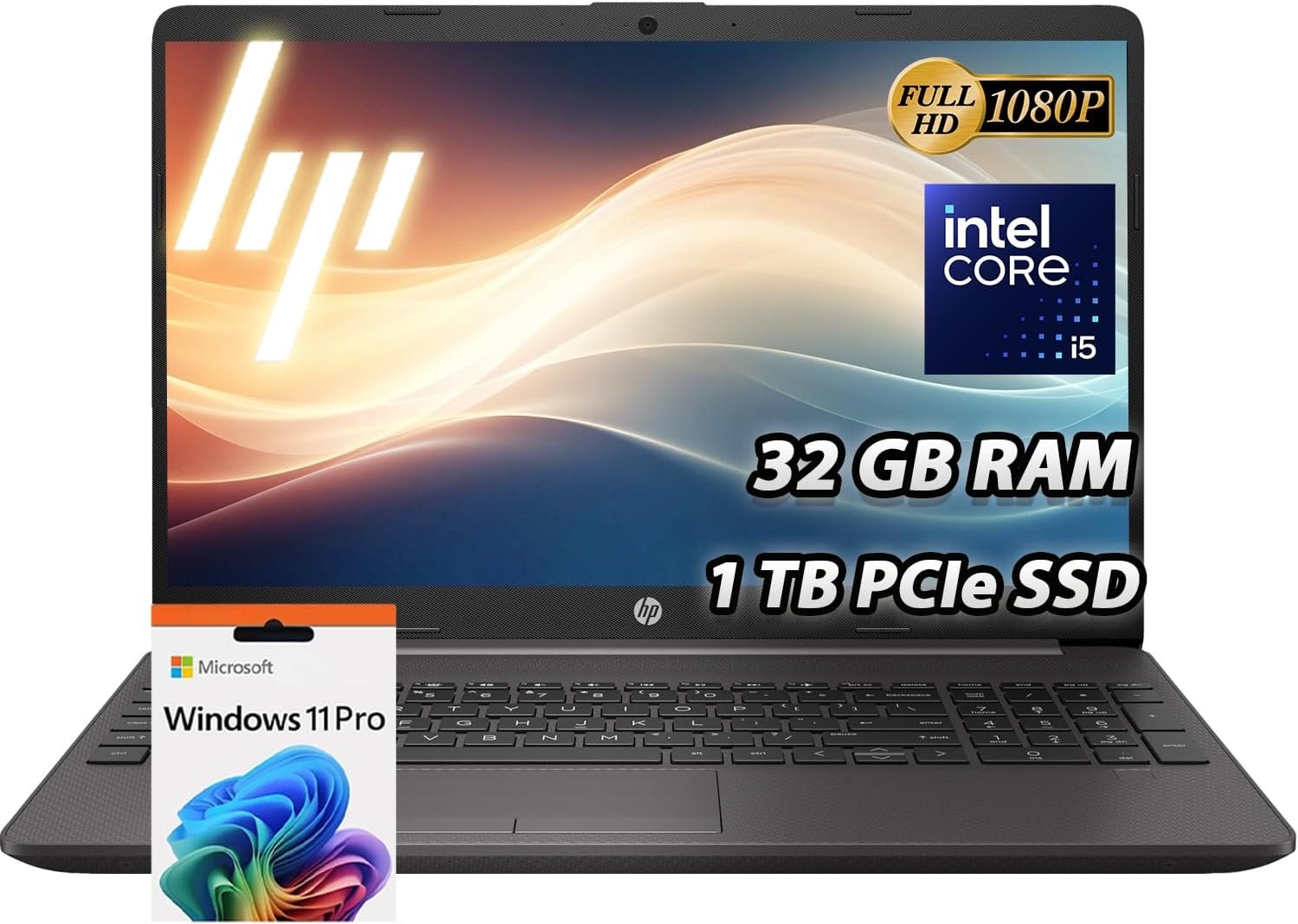 HP 250R-G9 Flagship 15.6" Laptop - Special Business Edition with 13th Intel Core i5-1335U (Beat i7-1255U) - 32GB RAM | 1TB SSD - FHD Display - Wi-Fi 6 - Win 11 Pro - w/WOWPC Recovery USB