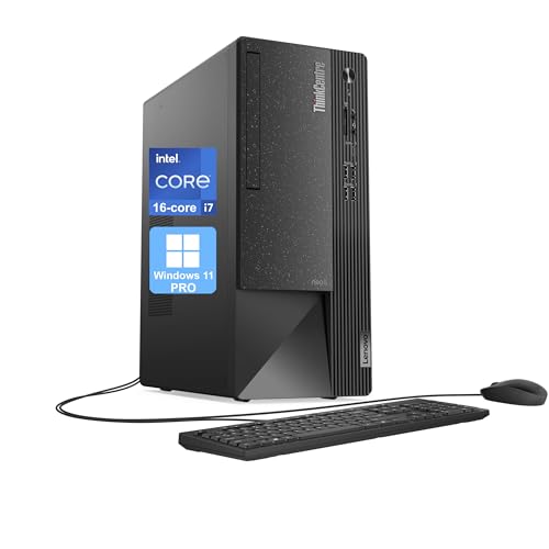 Lenovo ThinkCentre Neo 50t Tower Desktop Computer, 16-core Intel Core i7-13700, 64GB RAM, 2TB SSD, 3-Monitor Ports (DP+HDMI+VGA), WiFi, RJ-45, USB-C, Card Reader, Wired KB & Mouse, Windows 11 Pro