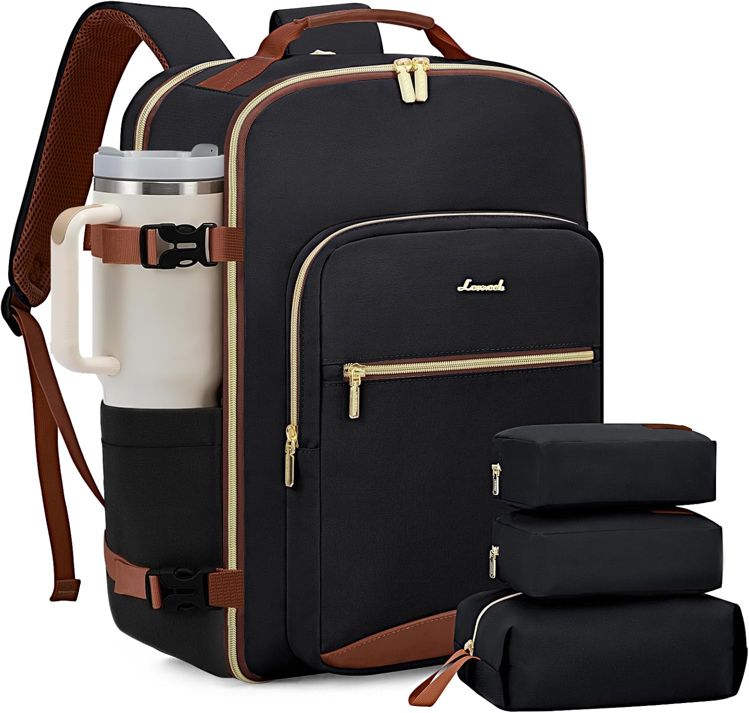 LOVEVOOK 56L Travel Backpack for Women & Men, Airline Approved Carry On Luggage with 3 Packing Cubes, TSA Overnight Bags, Waterproof Personal Item Bag, Weekender Essentials Backpacks fits 17" Laptop