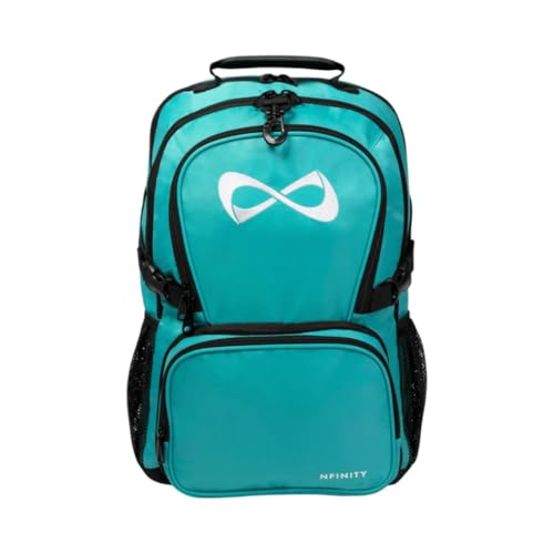 Nfinity Classic Cheer Backpack For Cheerleading - Backpack With Detachable Purse and Laptop Sleeve - Lightweight for Travelling (Teal)