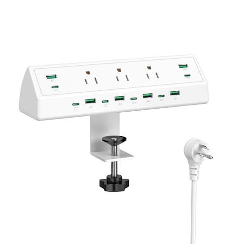 Jgstkcity 90W Desk Clamp Power Strip (White)