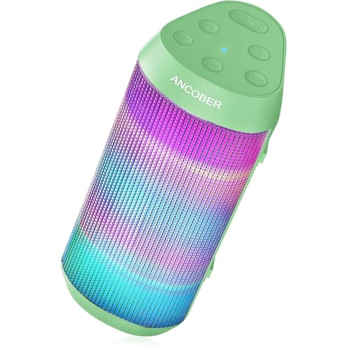 Portable Bluetooth Speaker Wireless, 15W HD Loud Sound with Cool Dazzling LED Lights, IPX4 Waterproof, BT5.3, TWS Surround Stereo Pairing, Small Speaker for Outdoor Party Home Camping, Ideal Gifts