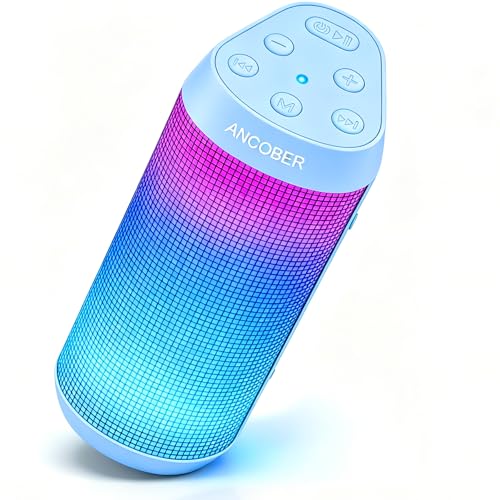 Portable Bluetooth Speaker Wireless with Cool LED Lights, 15W HD Loud Sound Small Speaker, IPX4 Waterproof, BT5.3, TWS Surround Stereo Pairing, for Outdoor Home Party, Electronics Gadgets, Ideal Gifts