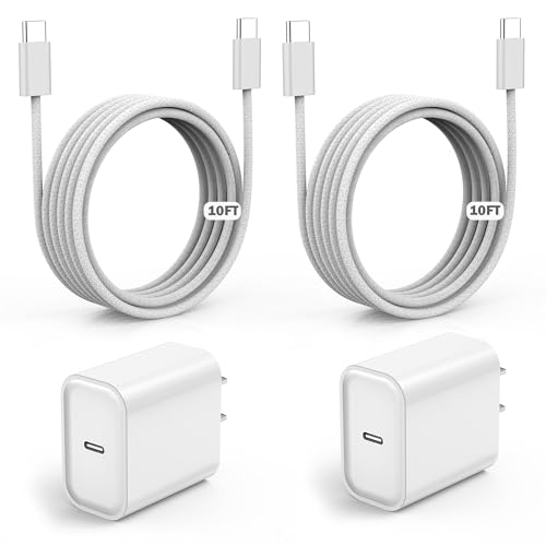 Fast Charger for iPhone 17 16,Apple MFi Certified20W Type C Wall Charger Block with 10Foot USB C to C Woven Braided Cable for iPhone 17/17 Air/17 Pro Max/17 Pro/16/16 Pro Max/16 Plus/15/iPad/Airpods