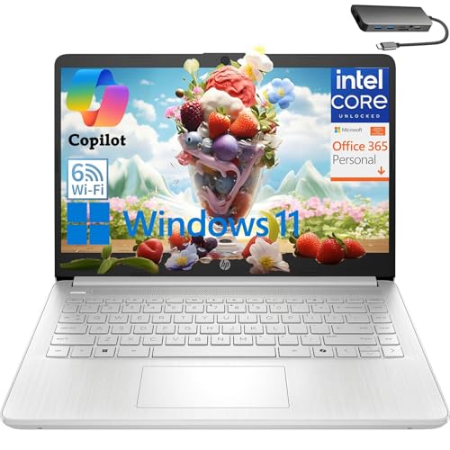 HP Laptop Computer for Student and Home Microsoft 365, 8GB RAM, 384GB Storage (128GB UFS + 256GB Hub Docking Set), Fast Intel Quad Core (Beat i3-1115G4), Light Weight, Fast Charge, Windows 11 S