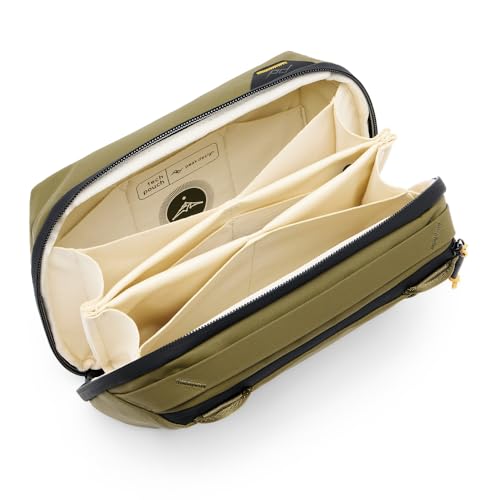 Peak Design Tech Pouch, Kelp, Electronics Organizer for Travel or Everyday Carry, Origami-Style Storage, Cable Pass-Through, Weatherproof Recycled Nylon, Gear Carry Bag for Men and Women