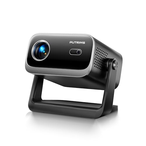 Projector with WiFi and Bluetooth - Mini Projector Short Throw[145Adjustable-Stand & Electric Focus & Auto Keystone 50% Zoom] PUTRIMS Portable 1080P Home Outdoor Movie Proyector for TV Stick/Phone
