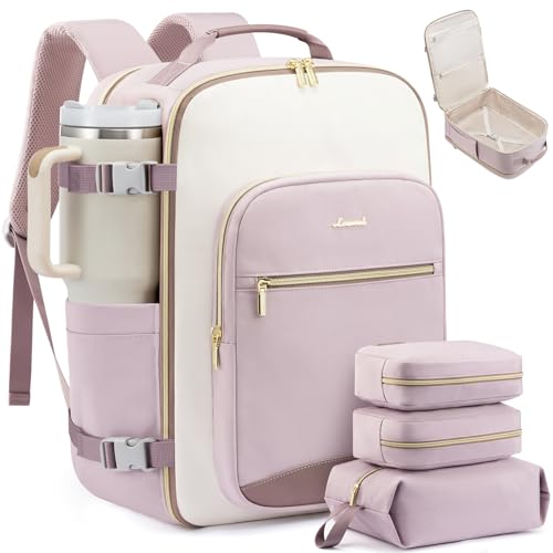 LOVEVOOK Large Travel Backpack for Women & Men, 40L Carry on Backpack for Airplanes, TSA Personal Item Travel Bag fits 17" Laptop, Waterproof Travel Essentials Airline Approved with 3 Packing Cubes