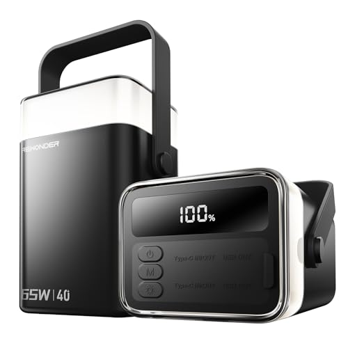 65W Charger Power Bank 40000mAh, Large Capacity Portable Charger Fast Charging Lightweight External Battery Bank for Travel, Camping - Compatible with MacBook, iPhone, Laptop (Midnight Black)