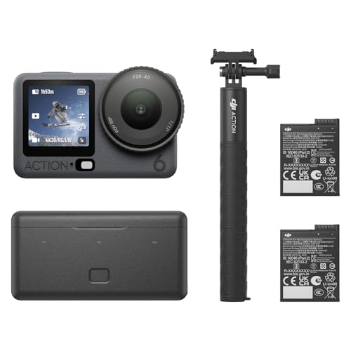 DJI Osmo Action 6 Enhanced Combo, Action Camera with 1/1.1 Square Sensor, Variable Aperture of f/2.0f/4.0, Extended Battery Life with 2 Batteries, Action Camera 4K for Extended Outdoor Filming